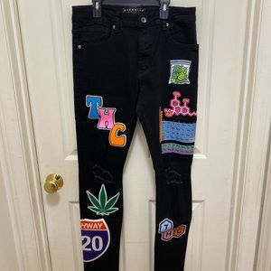 ETERNITY BC/AD MEN"S SLIM FIT PATCH JEANS BLACK SIZE 32X32